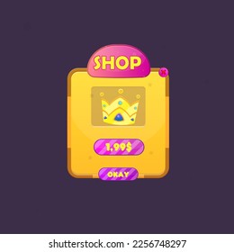 Game UI Pop Up Window Shop Orange Yellow Pink Purple Bright Stars Muster Cartoon Cute Colorado Vektordesign