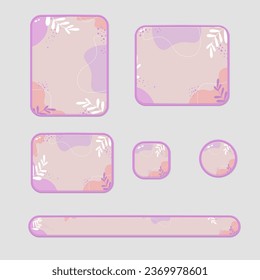 Game UI Pop Up Windows Icons Set Isolated Floral Wallpaper Background Memphis Abstract Style Vector Design