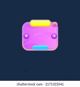 Game UI Purple Abstract Cute Cartoon Colorful Bright Buttons Banners Pop Up Window Vector Design