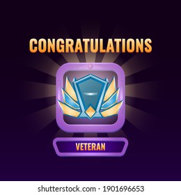 game ui ranked up to veteran interface vector illustration