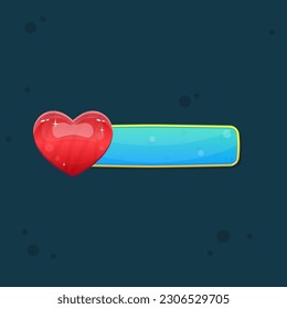 Game UI Red Heart Bar Sea Maritime Nature  Bubbles  Cartoon Style Blue Turquoise Vector Design