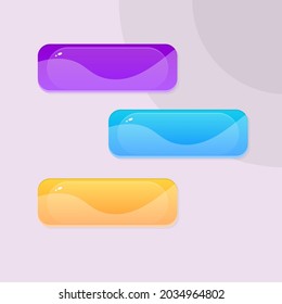 Game UI Set Of  Abstract Buttons In Purple Blue Yellow Colors Wave Cartoon Colorful Vector Design
