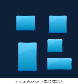 Game UI Set Of Blue Sky Square Buttons Banners Pop Up Windows Ice Style Fresh Glass Vector Design
