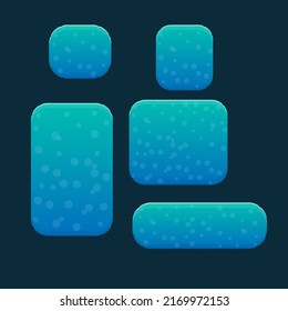 Game UI Set Of Blue Turquoise Marine Sea Bubbles  Abstract Cute Cartoon Colorful Bright Buttons Banners Pop Up Windows Vector Design