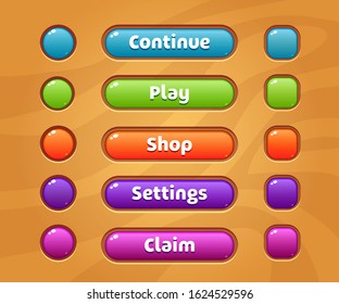 Game ui set of Buttons. GUI to build 2D games. Vector. Can be used in the production of mobile, web or video games.