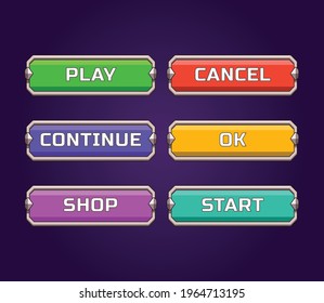 Game ui set of Buttons. GUI to build 2D games. Vector video games
