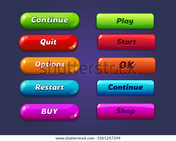 ボタンのゲームuiセット 2dゲームを構築するgui ベクター画像 モバイル ウェブ またはビデオゲームの制作に使用できます のベクター画像素材 ロイヤリティフリー