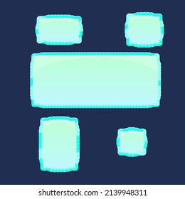 Juego De Botones UI De Juego Y Ventanas Emergentes Líneas De Gradiente De Moneda Verde Turquesa Patrón Abstracto Diseño De Vector De Caricatura Colorido