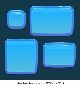 Game UI Set Of Buttons Window Sea Maritime Nature Water Juicy Cartoon Style Blue Turquoise Vector Design