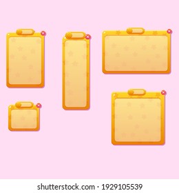 Game UI Set Cartoon Colorful Pop Up Windows Orange Cute Vector Design