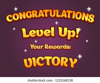 Game ui set of Congratulations Titles. For creations pop up. GUI to build 2D games. Vector. Can be used in the production of mobile, web or video games.

