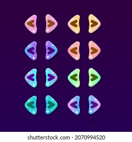 Game UI Set In Cosmic Dark Style With Stars Futuristic Cartoon Cute Arrows In Different Colors Vector Design