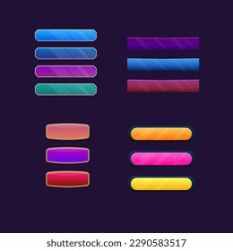Game UI Set Of Different Long Colorful Juicy Buttons Vector Design