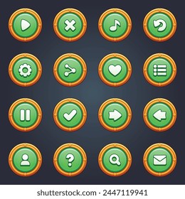 Juego ui conjunto de Botones verdes en estilo de dibujos animados gui para construir juegos 2d dibujos animados kit de Botones casuales