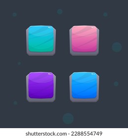 Juego UI Conjunto De Botones Juicy Square Estilo De Piedra Con Patrón De Línea Tigre En Diferentes Colores Diseño Vector