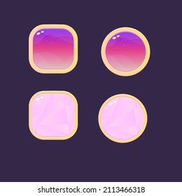 Juego UI Set Círculo Rosado Resumen Iconos Rectánicos Con Diseño Vector De Bordes Dorados