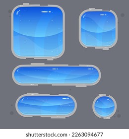 Game Ui Set Of Pop Up Windows And Buttons In Sci-Fi Futuristic Blue Gray Style Vector Design