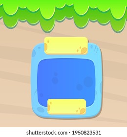 Game UI Set, Stone Age Pop Up Window. Cute Colorful Cartoon Vector Design