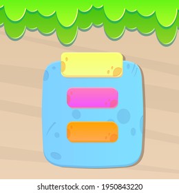 Game UI Set, Stone Age Pop Up Window. Cute Colorful Cartoon Vector Design