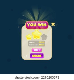 Game UI Set You Win Pop Up Window Cute Colorful Vector Design