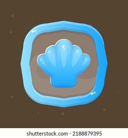 Game UI Shell Icon For RPG Games Blue Color In Blue Frame Cute Colorful Cartoon Vector Design