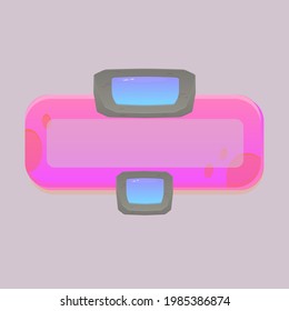 Game UI Stone Age Style Window With Header Button Pink Gray Cute Cartoon Vector Design