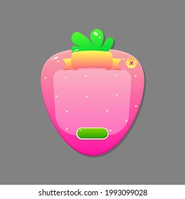 Game UI Strawberry With Header And Buttons Pink Orange Button Background For Games Window Cartoon Cute Vector Design