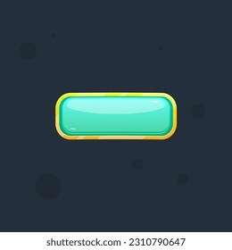 Game UI Turquoise Button Glossy Golden Border Cute Cartoon Colorful Vector Design