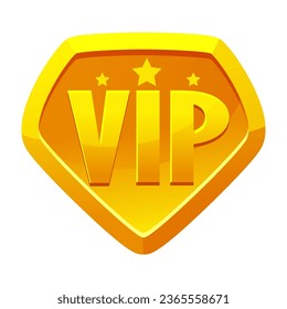 Game UI VIP Icon Gold Diamond. Vector Design