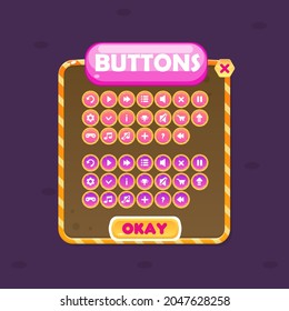 Game UI Window  Orange Halloween Style With Pink Juicy Header With Purple And Pink Buttons Cute Cartoon Vector Design