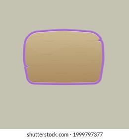 Ventana de la interfaz de usuario de juego emergente Dibujo de dibujos animados Cute de madera colorida Tale Purple Brown Vector Design