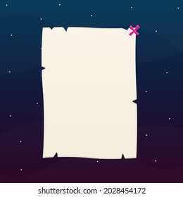 Game UI Window Pop Up Torn Old Paper Beige White Cosmic Background Vector Design