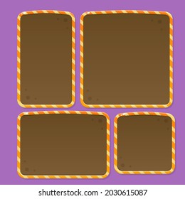 Game UI Windows Set Orange Lines Yellow Brown Cute Cartoon Colorful Halloween Sweet Vector Design