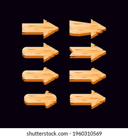 game ui wooden arrow button collection