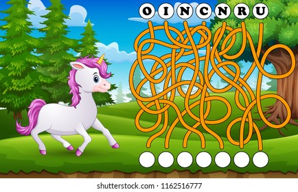 Game Unicorn Maze Find Way To The Word