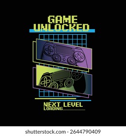 Game Unlocked Next Level Loading console game pad vector design