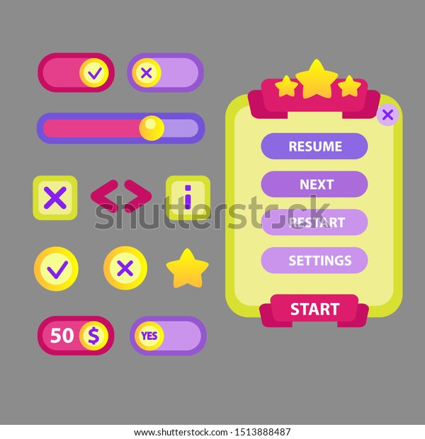 Game User Interface Asset Golden Pink Stock Vector (Royalty Free ...