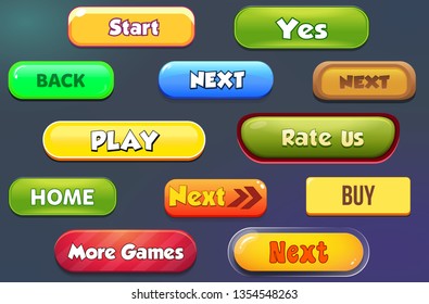 Game user interface buttons detail and realistic