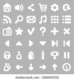 Game user interface icons kit. Icons in cartoon style. 36 UI UX icons set. GUI