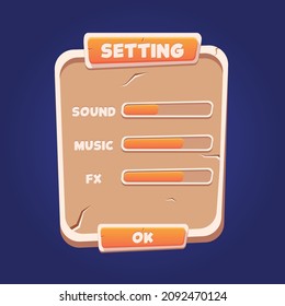 Game user interface settings window settings menu ui playing sound vibration music Premium Vector
