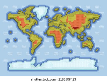 Mapa del mundo de juegos de dibujos animados para vectores de juegos