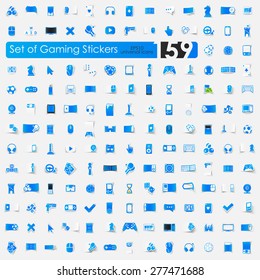 game vector sticker icons with shadow. Paper cut