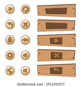 Game Vector ui set of Buttons. Cartoon  Buttons Kit. GUI to build 2D games. Can be used in production of mobile, web or video games.