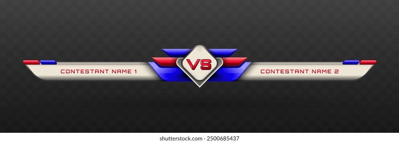 Game Versus Lower Third in Blue, Red, and Silver Theme for Esports, Gaming, and Sports Broadcasts