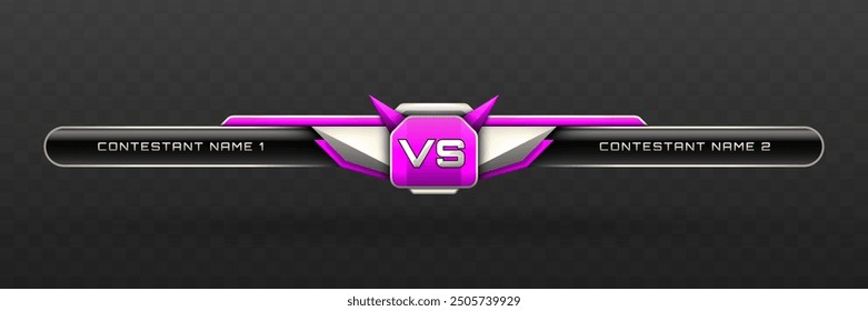 Game Versus Lower Third in Magenta, Silver and Metallic Black Theme for Esports, Gaming, and Sports Broadcasts