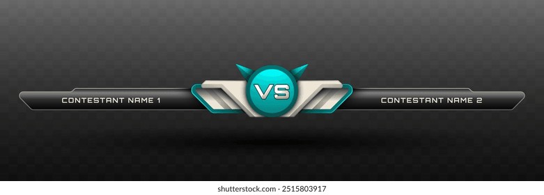 Game Versus Lower Third in Metallic Black, Silver and Teal Color Theme for Esports, Gaming, and Sports Broadcasts