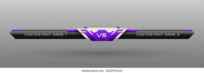 Game Versus Lower Third in Metallic Black, Silver and Violet Color Theme for Esports, Gaming, and Sports Broadcasts