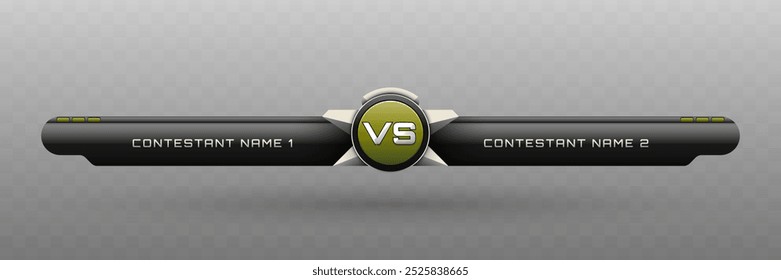 Game Versus Lower Third in Metallic Black, Silver and Olive Green Color Theme for Esports, Gaming, and Sports Broadcasts