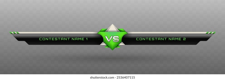 Game Versus Lower Third in Metallic Black, Silver and Emerald Green Color Theme for Esports, Gaming, and Sports Broadcasts