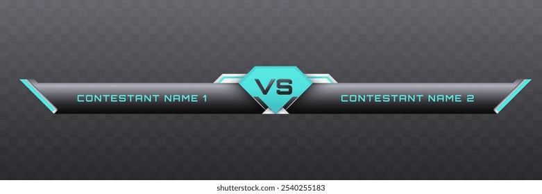 Game Versus Lower Third in Metallic Black, Silver and Turquoise Blue Color Theme for Esports, Gaming, and Sports Broadcasts